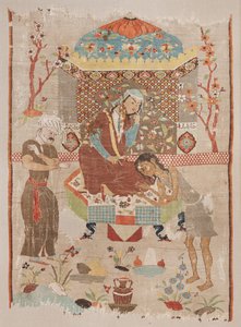 Arazzo di seta che raffigura la storia di Leila e Majnun da Unbekannt Unbekannt